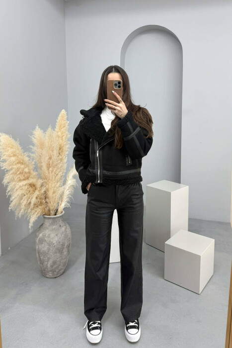 ONE COLOR WOOL WOMAN JACKET BLACK/ E ZEZE - 5