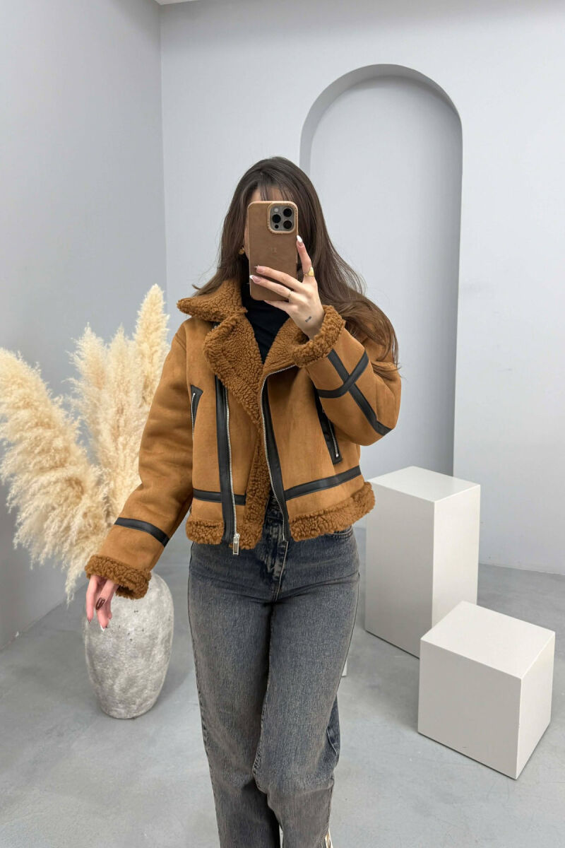 ONE COLOR WOOL WOMAN JACKET BROWN/KAFE - 1