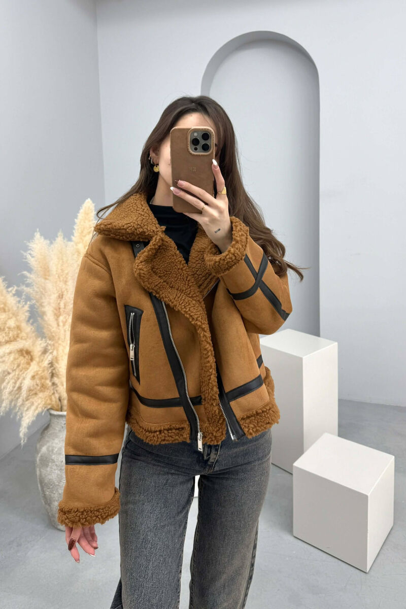 ONE COLOR WOOL WOMAN JACKET BROWN/KAFE - 3