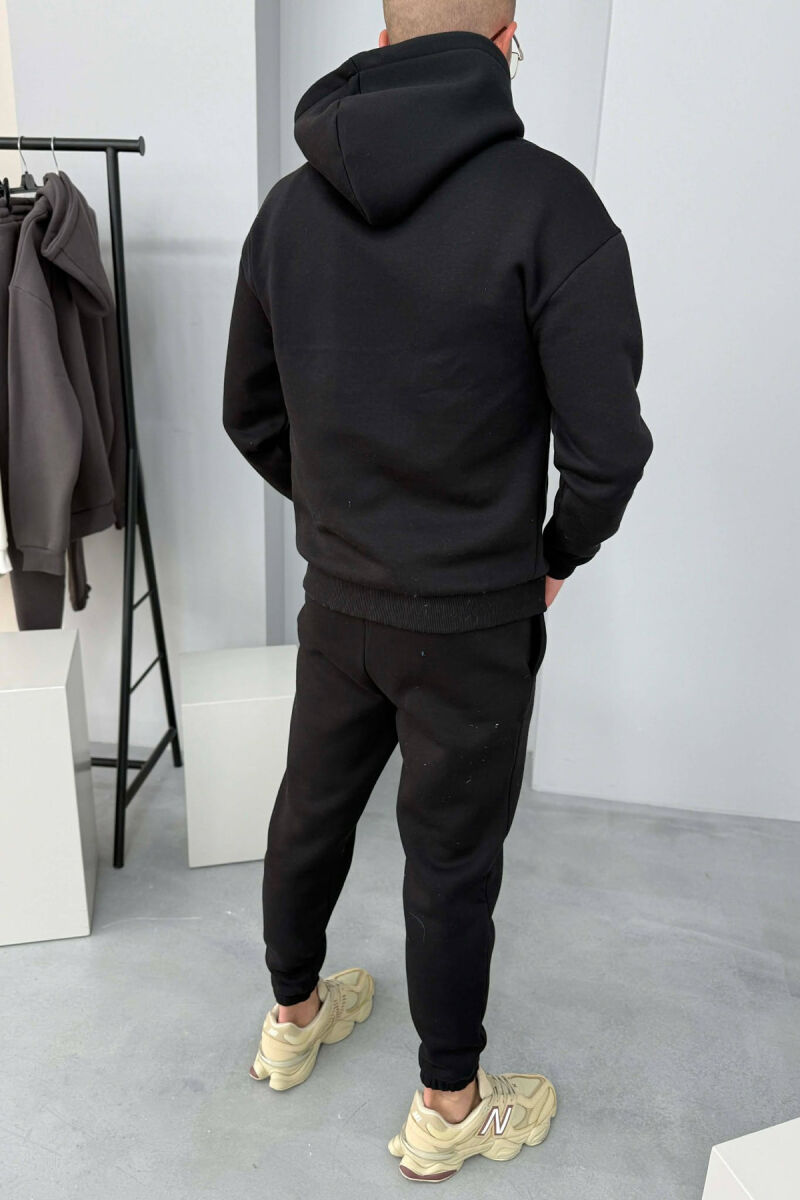 ONE COLOR WRITTINGS HOODIE+ SWEATPANTS MEN SET BLACK/ E ZEZE - 2