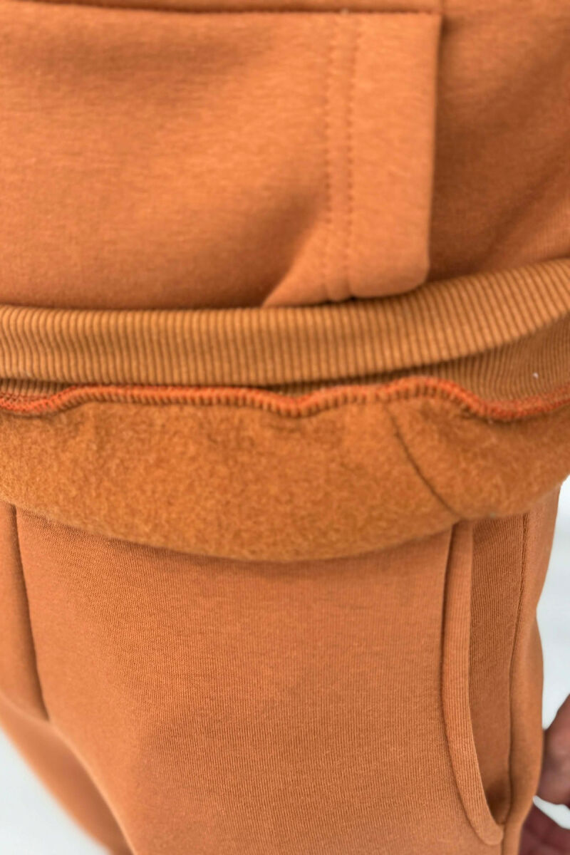 ONE COLOR WRITTINGS HOODIE+ SWEATPANTS MEN SET BRICK/TULLE - 3