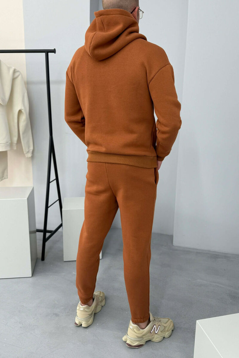 ONE COLOR WRITTINGS HOODIE+ SWEATPANTS MEN SET BRICK/TULLE - 5