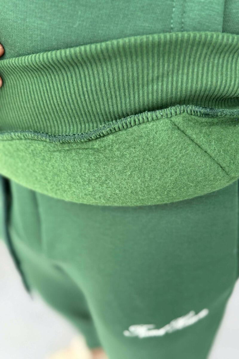 ONE COLOR WRITTINGS HOODIE+ SWEATPANTS MEN SET GREEN/JESHILE - 4