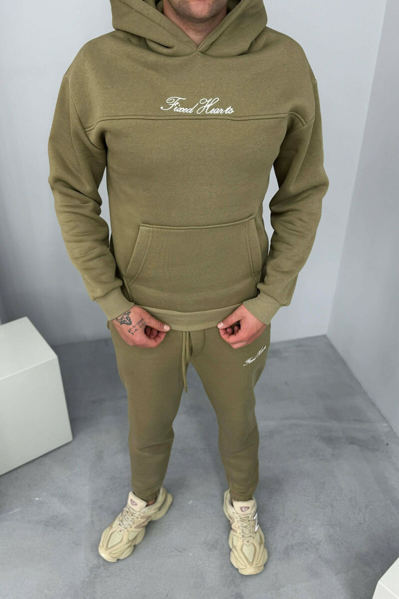ONE COLOR WRITTINGS HOODIE+ SWEATPANTS MEN SET MINT/MENTE - 3