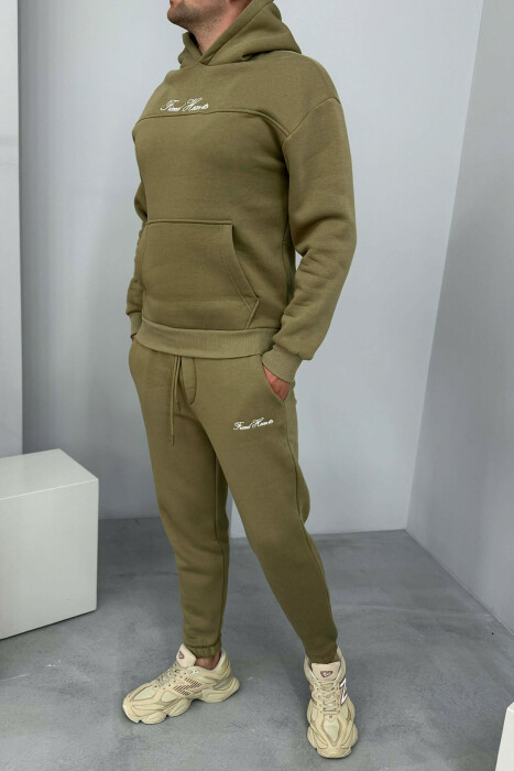 ONE COLOR WRITTINGS HOODIE+ SWEATPANTS MEN SET MINT/MENTE - 4