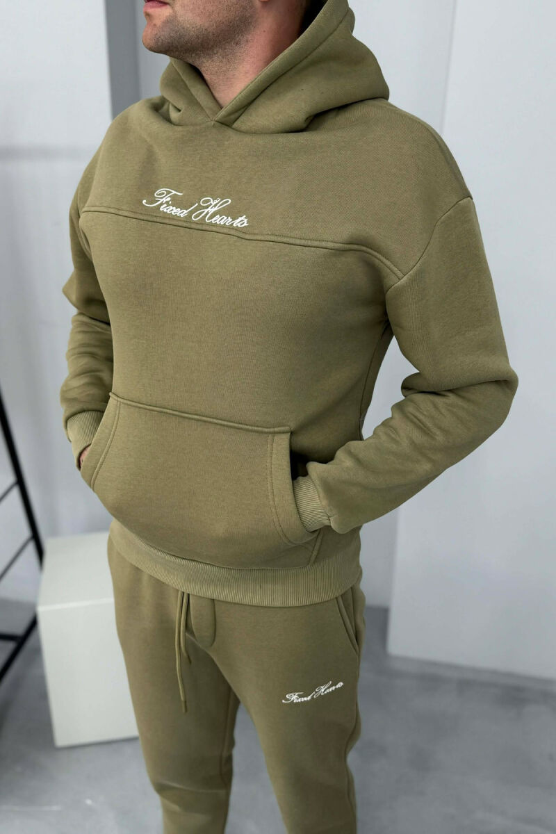 ONE COLOR WRITTINGS HOODIE+ SWEATPANTS MEN SET MINT/MENTE - 5