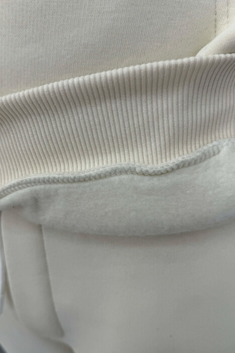 ONE COLOR WRITTINGS HOODIE+ SWEATPANTS MEN SET WHITE-E BARDHE - 3