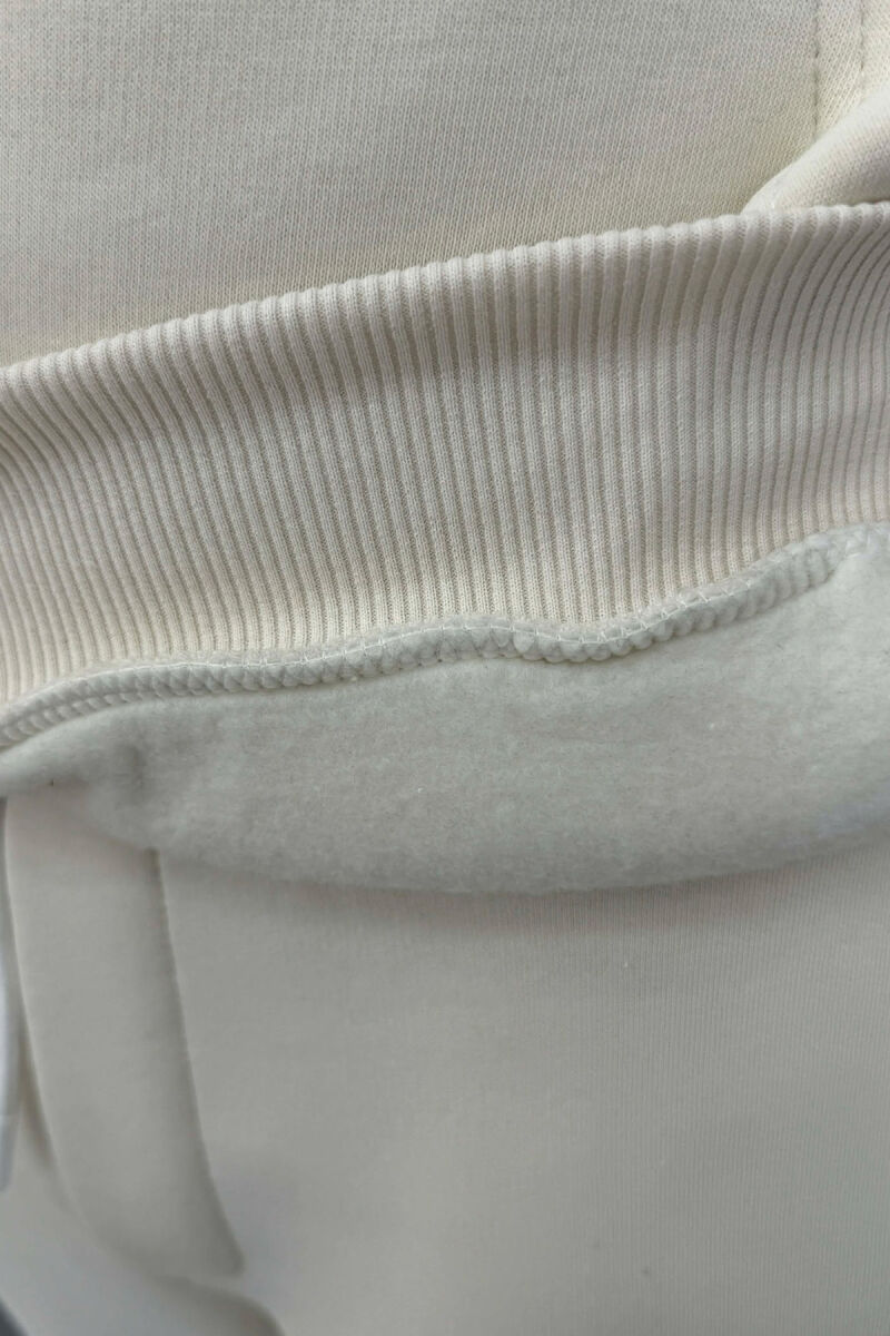 ONE COLOR WRITTINGS HOODIE+ SWEATPANTS MEN SET WHITE-E BARDHE - 3