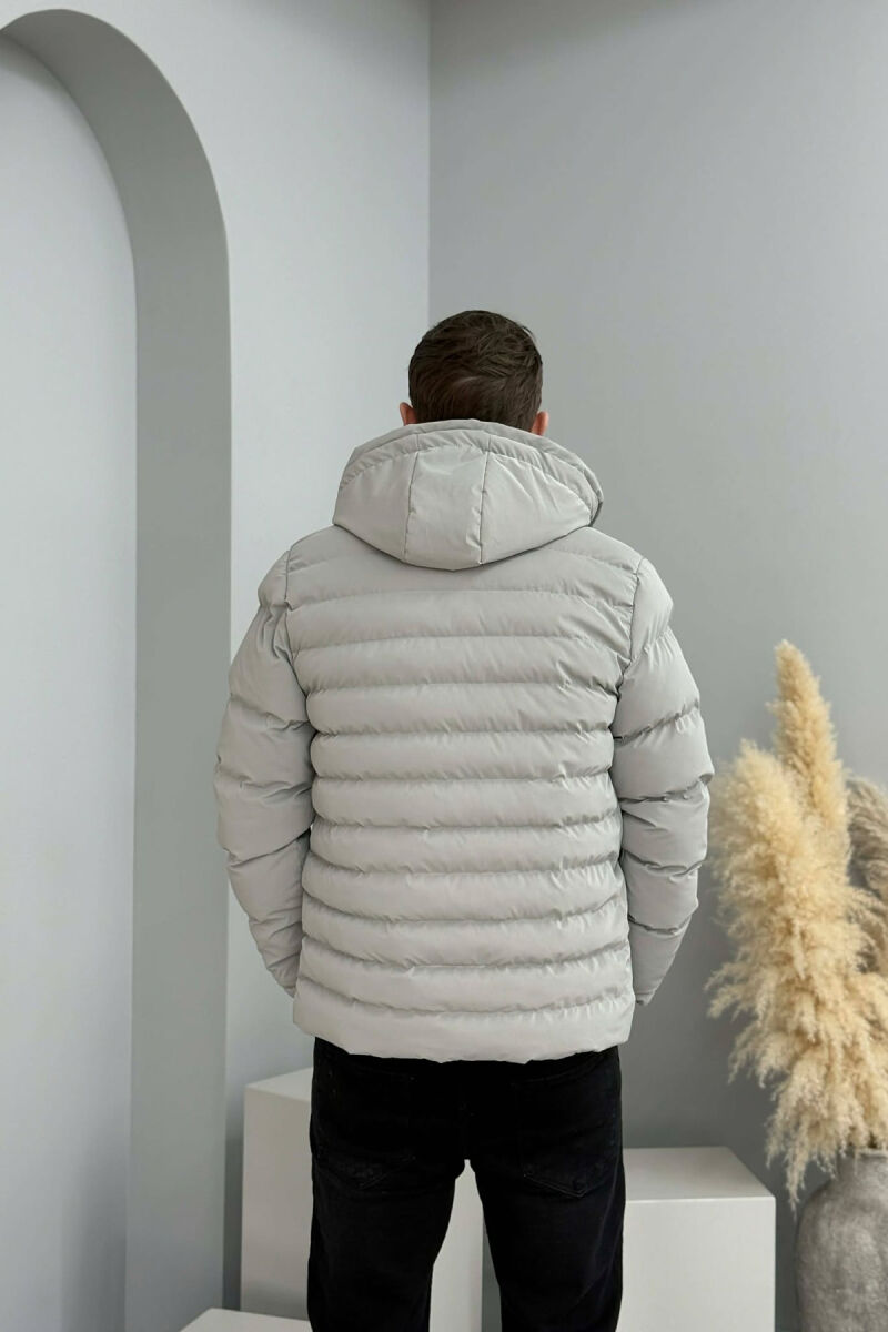 ONE COLOR ZIPPER FLUFFY MEN PUFFER JACKET GREY/GRI - 6