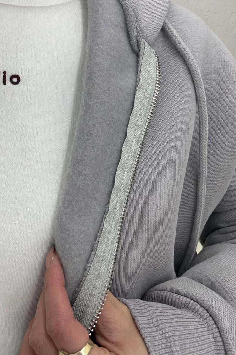 ONE COLOR ZIPPER HOOD WOMEN JACKET GREY/GRI - 2