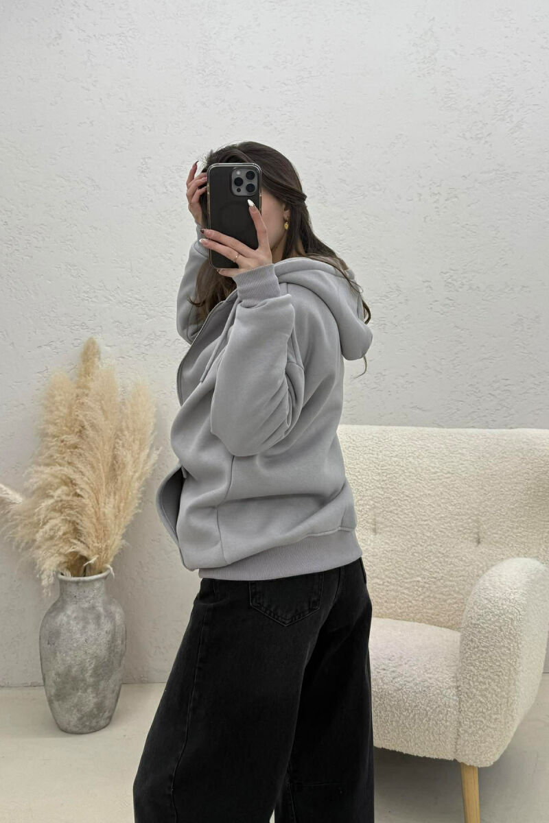 ONE COLOR ZIPPER HOOD WOMEN JACKET GREY/GRI - 5