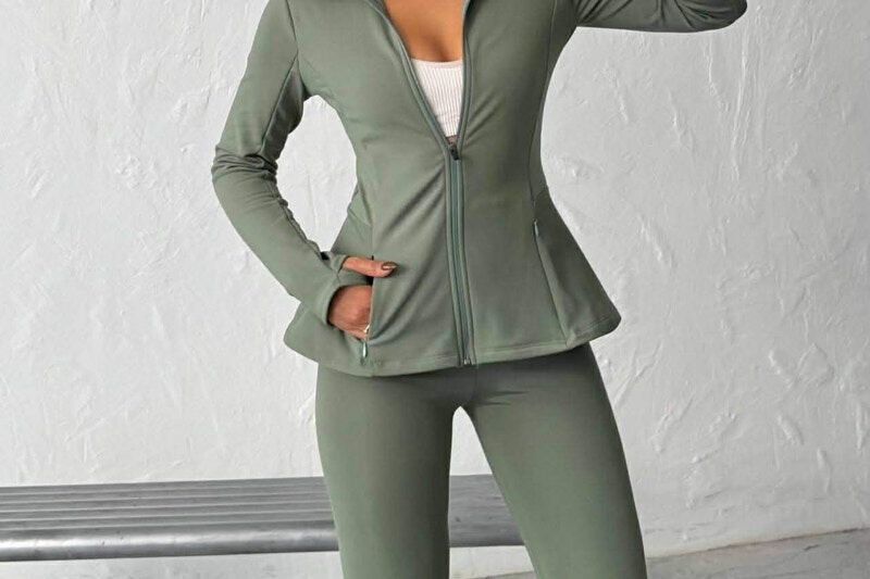 ONE COLOR ZIPPER JACKET + SWEATPANTS WOMAN SET GREEN/JESHILE - 4