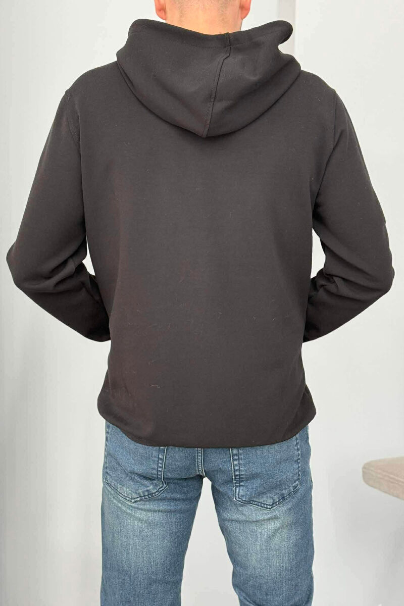 ONE COLOR ZIPPER NECK MEN HOODIE BLACK/ E ZEZE - 3