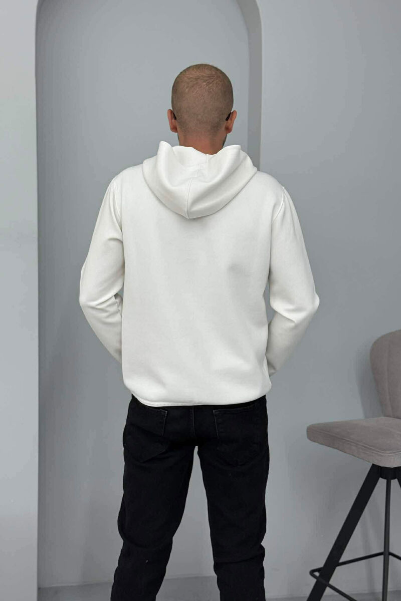 ONE COLOR ZIPPER NECK MEN HOODIE WHITE-E BARDHE - 4
