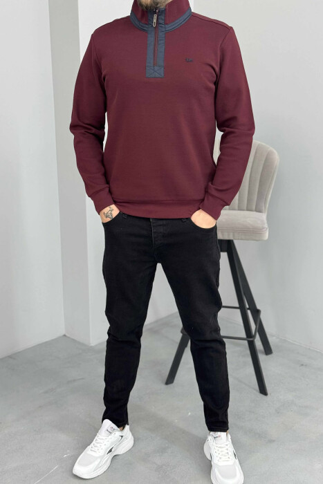 BLUZË NJË NGJYRËSHE ME JAKË ME ZINXHIR PËR MESHKUJ NË NGJYRË VISHNJË 