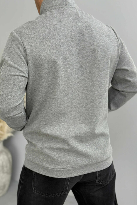 ONE COLOR ZIPPER NECK MEN SWEATSHIRT GREY/GRI - 3
