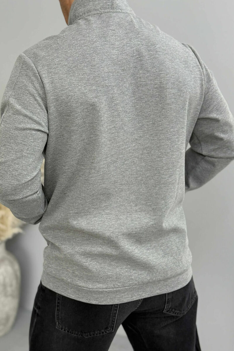 ONE COLOR ZIPPER NECK MEN SWEATSHIRT GREY/GRI - 3