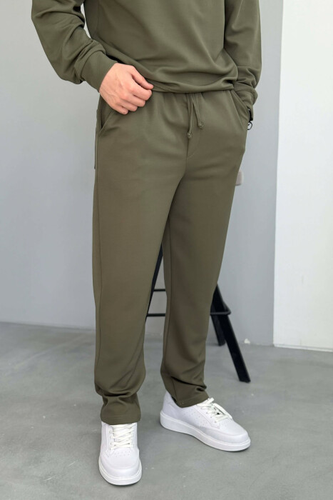 ONE COLOR ZIPPER NECK SWEATSHIRT + SWEATPANTS MEN SET GREEN/JESHILE - 5