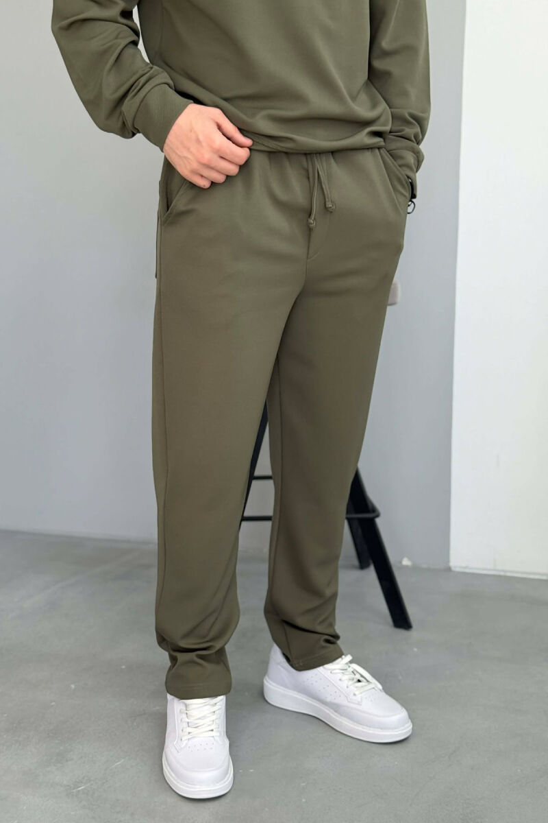 ONE COLOR ZIPPER NECK SWEATSHIRT + SWEATPANTS MEN SET GREEN/JESHILE - 5