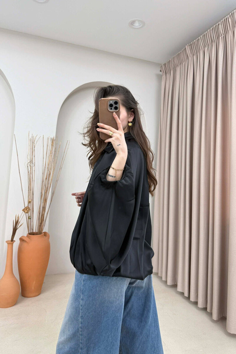 ONE COLOR ZIPPER SHINY WOMEN JACKET BLACK/ E ZEZE - 4