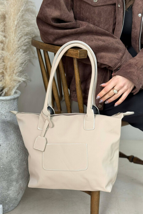 ONE COLOR ZIPPER SIMPLE WOMEN BAG BEIGE/BEZHE 