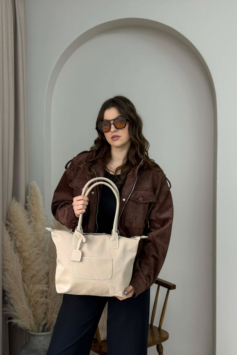 ONE COLOR ZIPPER SIMPLE WOMEN BAG BEIGE/BEZHE - 2
