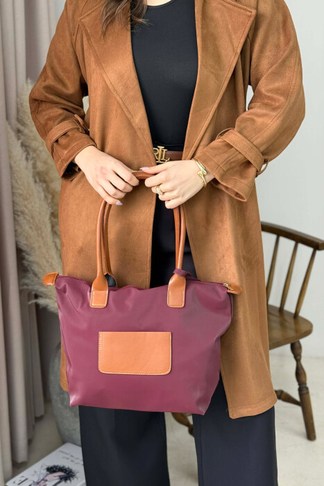 ONE COLOR ZIPPER SIMPLE WOMEN BAG DARK BURGUNDY+BROWN/ VIEE+KAFE - 5