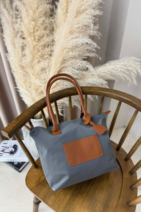 ONE COLOR ZIPPER SIMPLE WOMEN BAG GREY+BROWN/GRI+KAFE - 4