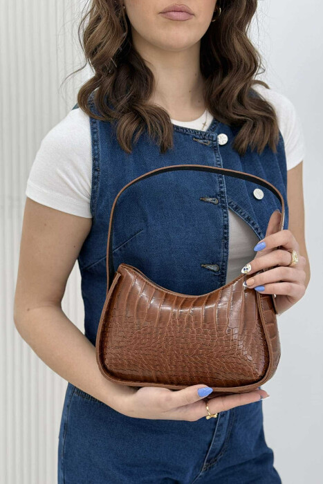 ONE COLOR ZIPPER SMALL WOMAN BAG BROWN/KAFE 