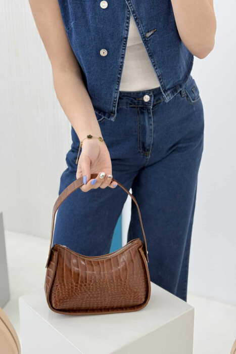 ONE COLOR ZIPPER SMALL WOMAN BAG BROWN/KAFE - 2