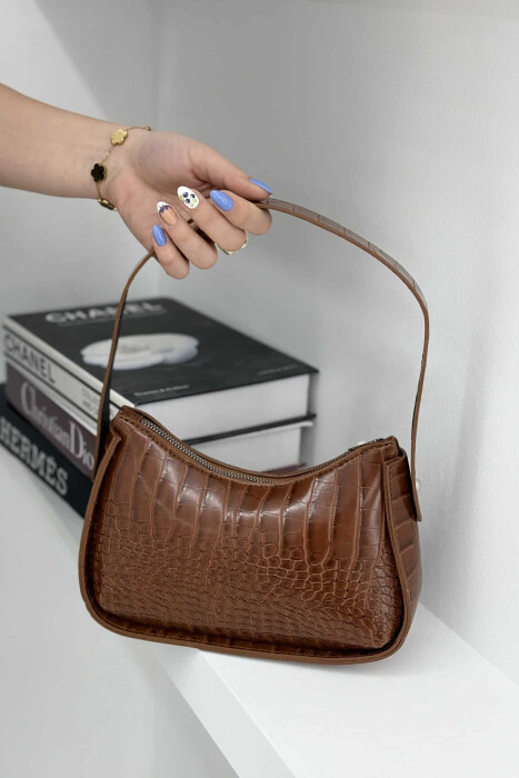 ONE COLOR ZIPPER SMALL WOMAN BAG BROWN/KAFE - 4