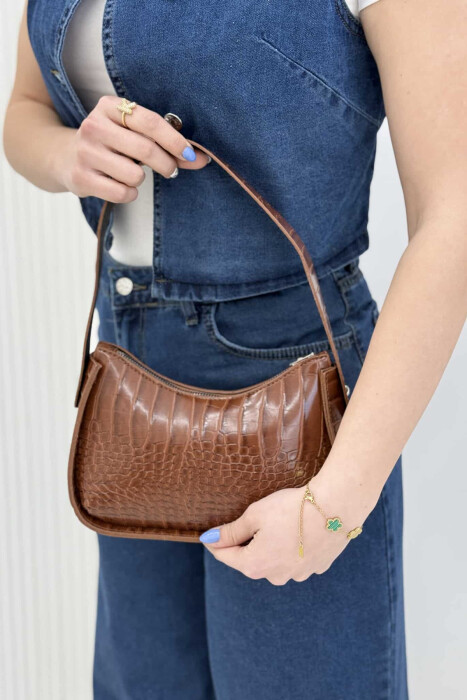 ONE COLOR ZIPPER SMALL WOMAN BAG BROWN/KAFE - 5