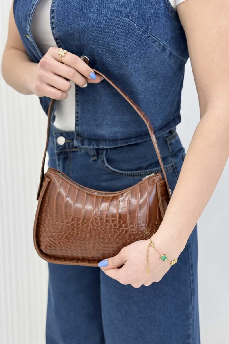 ONE COLOR ZIPPER SMALL WOMAN BAG BROWN/KAFE - 5