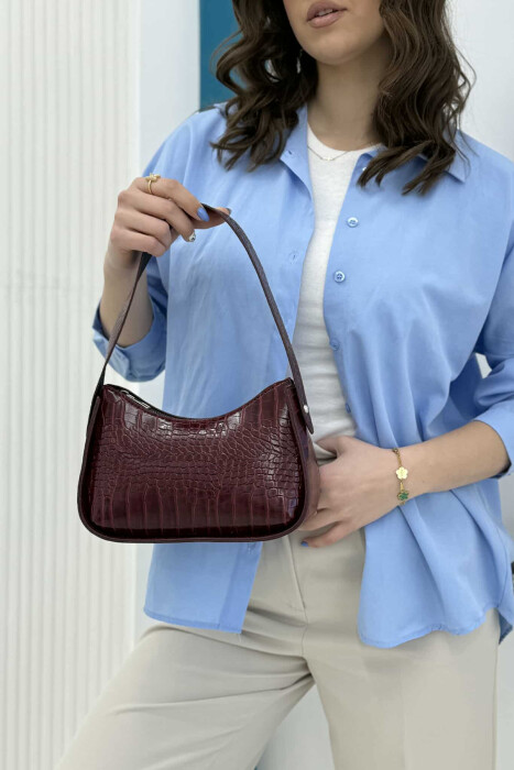 ONE COLOR ZIPPER SMALL WOMAN BAG BURGUNDY/VISHNJE - 1