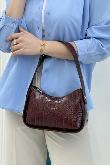 ONE COLOR ZIPPER SMALL WOMAN BAG BURGUNDY/VISHNJE - 2