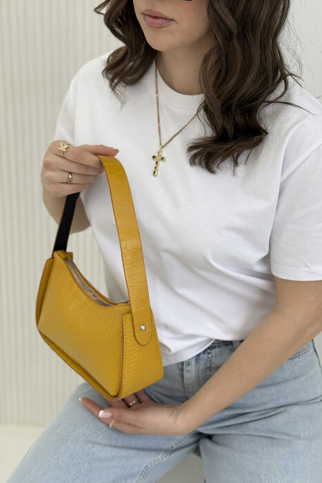 ONE COLOR ZIPPER SMALL WOMAN BAG MUSTARD/MUSTARDE - 2