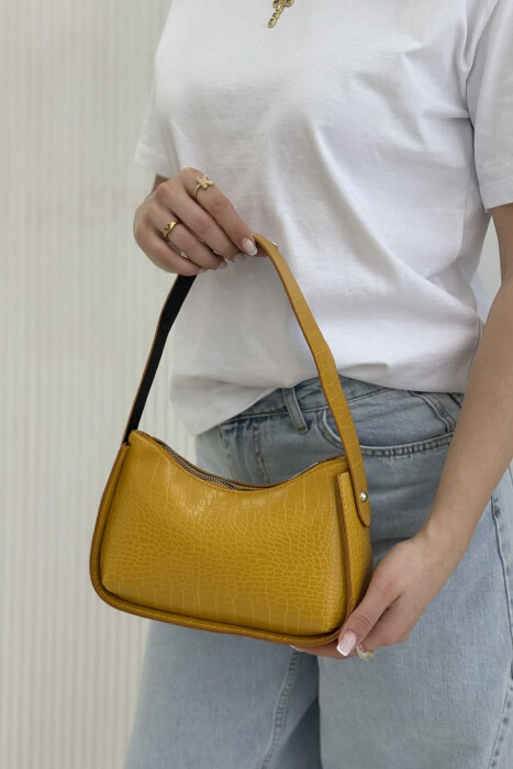 ONE COLOR ZIPPER SMALL WOMAN BAG MUSTARD/MUSTARDE - 3