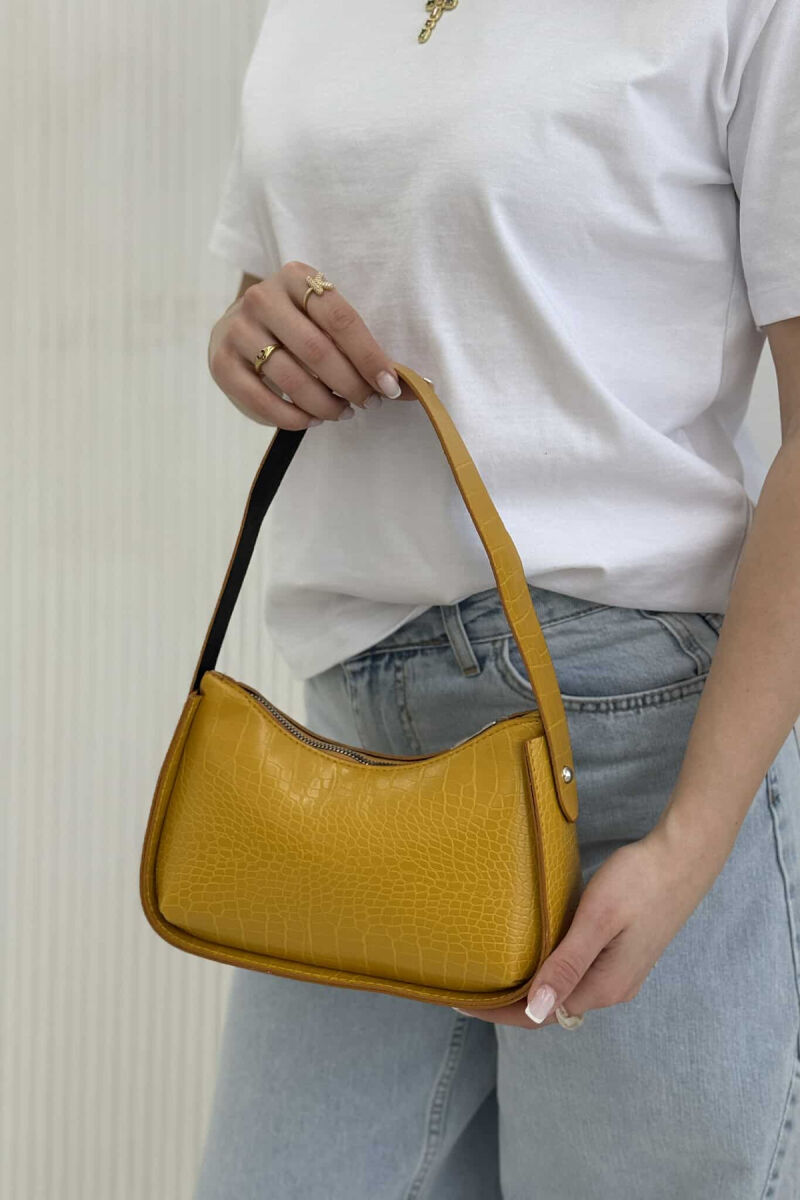 ONE COLOR ZIPPER SMALL WOMAN BAG MUSTARD/MUSTARDE - 3