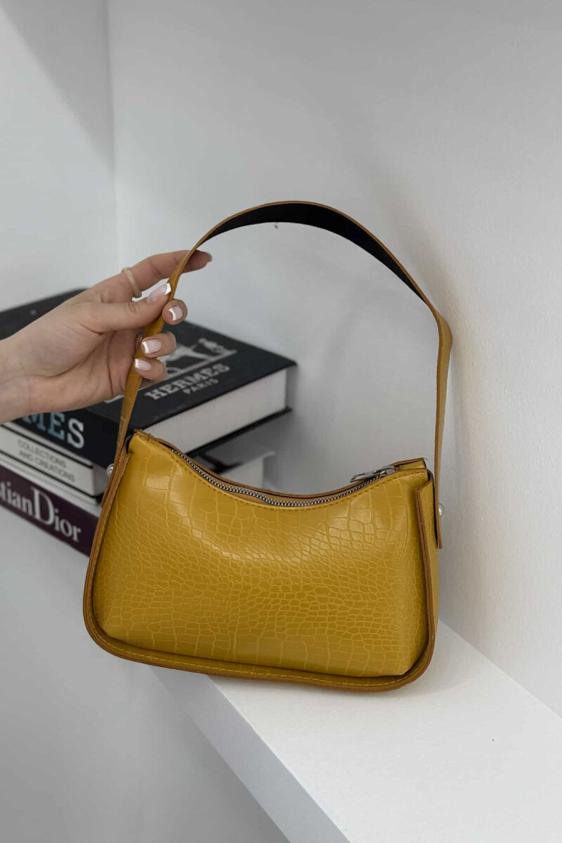 ONE COLOR ZIPPER SMALL WOMAN BAG MUSTARD/MUSTARDE - 4