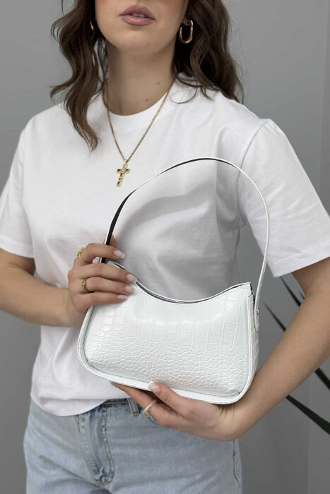 ONE COLOR ZIPPER SMALL WOMAN BAG WHITE-E BARDHE 
