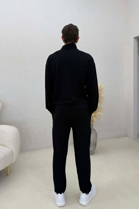 ONE COLOR ZIPPER SWEATSHIRT + SWEATPANTS MEN SET BLACK/ E ZEZE - 4
