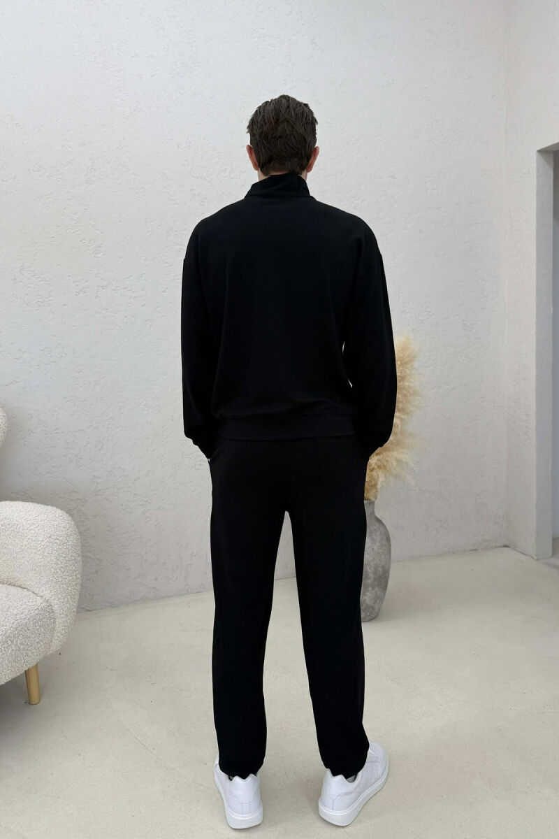 ONE COLOR ZIPPER SWEATSHIRT + SWEATPANTS MEN SET BLACK/ E ZEZE - 4