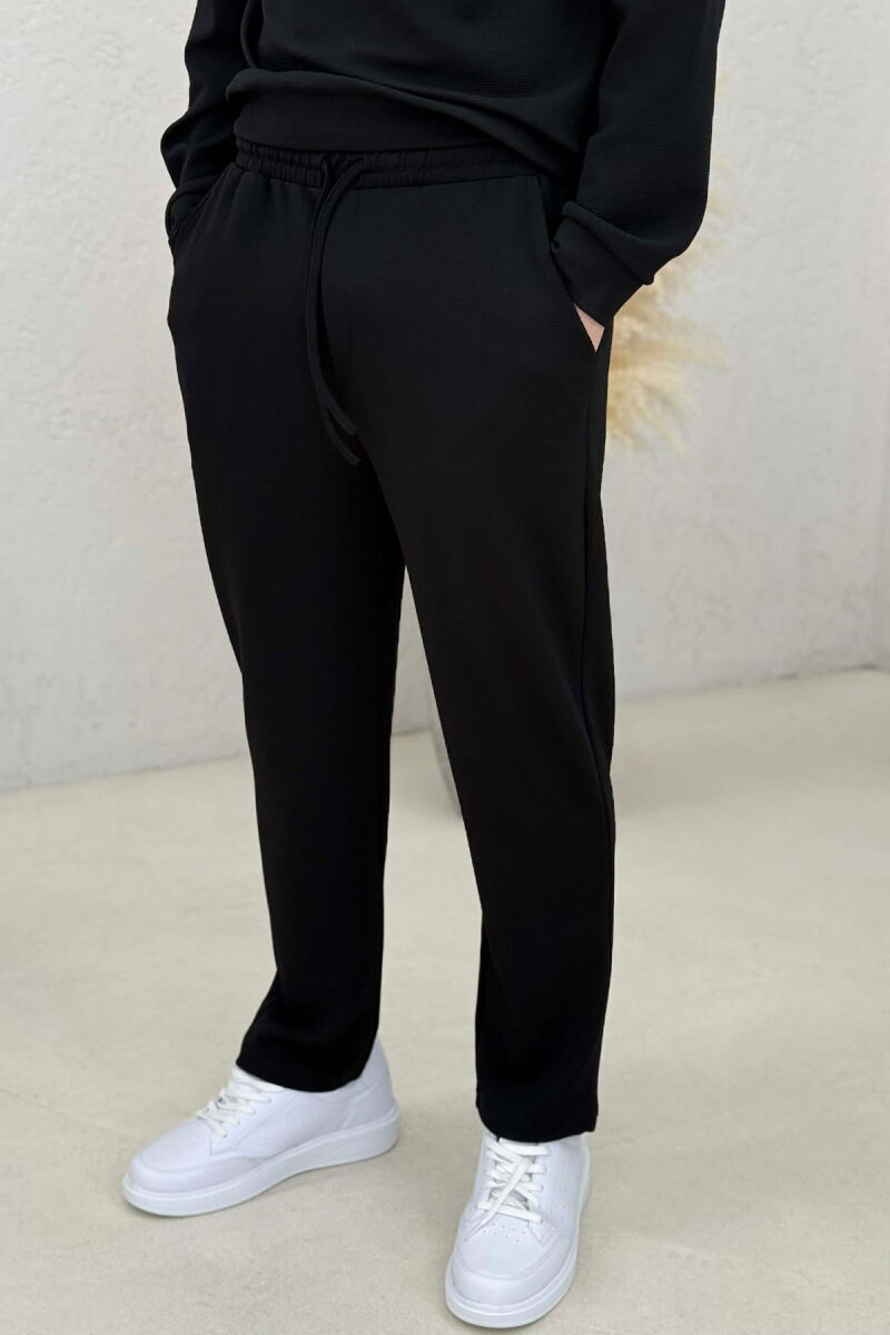 ONE COLOR ZIPPER SWEATSHIRT + SWEATPANTS MEN SET BLACK/ E ZEZE - 5