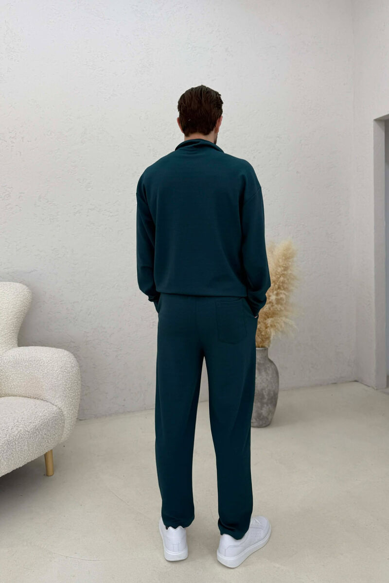 ONE COLOR ZIPPER SWEATSHIRT + SWEATPANTS MEN SET BLUE STONE/GK - 4