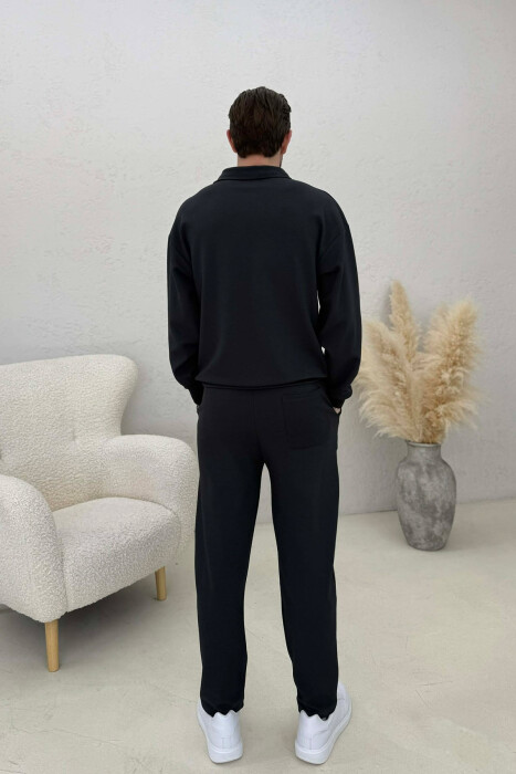 ONE COLOR ZIPPER SWEATSHIRT + SWEATPANTS MEN SET DARK GREY/GEE - 4