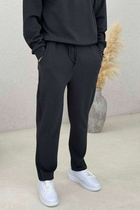 ONE COLOR ZIPPER SWEATSHIRT + SWEATPANTS MEN SET DARK GREY/GEE - 5