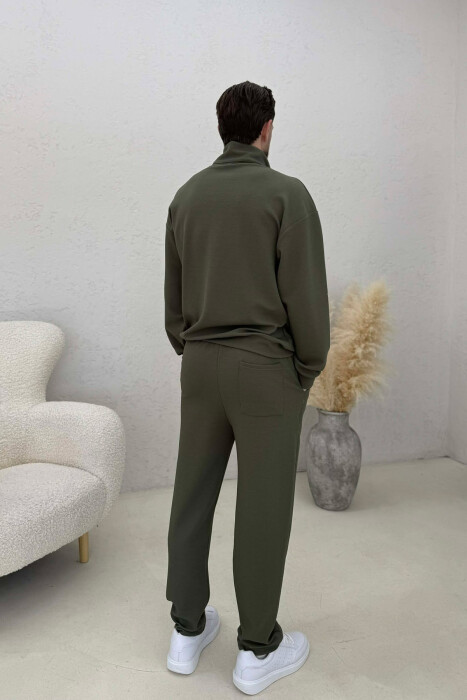 ONE COLOR ZIPPER SWEATSHIRT + SWEATPANTS MEN SET OLIVE/ULLI - 4