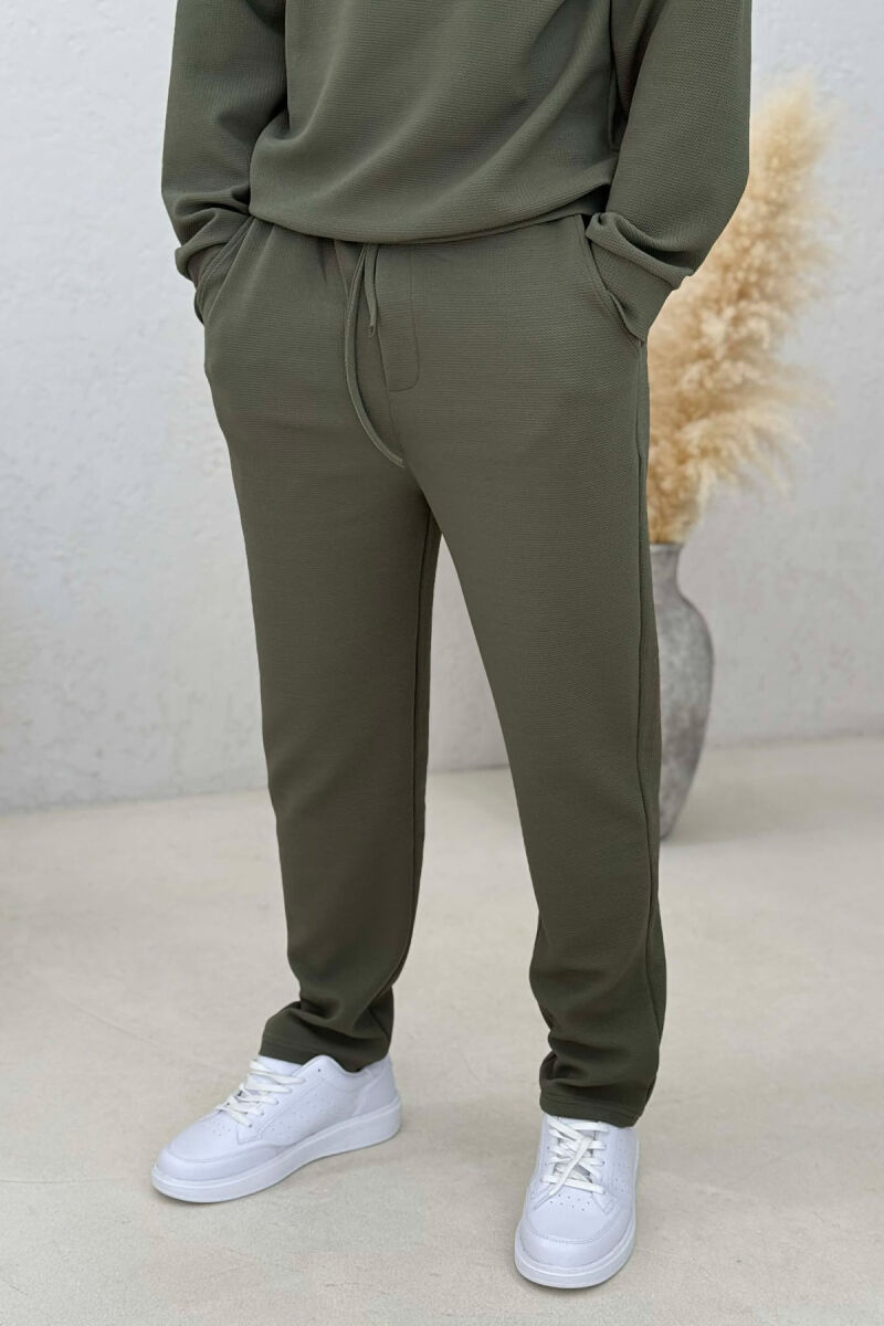 ONE COLOR ZIPPER SWEATSHIRT + SWEATPANTS MEN SET OLIVE/ULLI - 5
