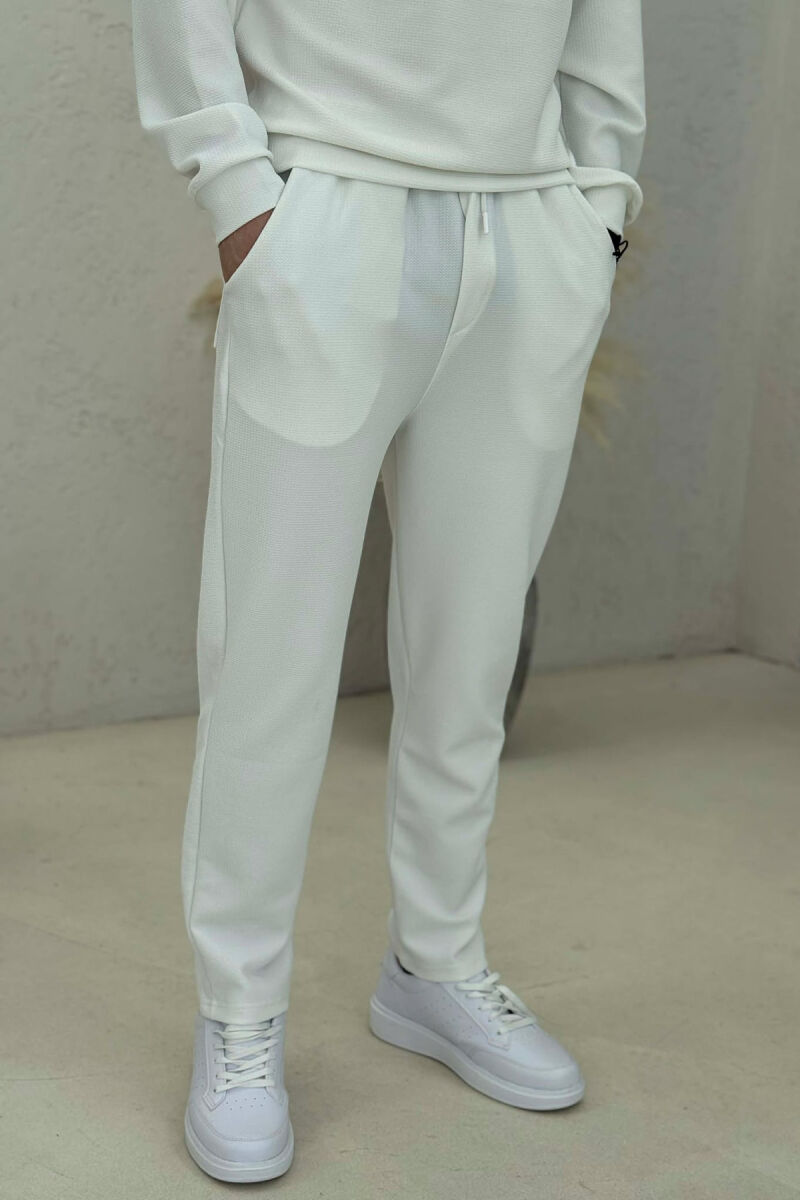 ONE COLOR ZIPPER SWEATSHIRT + SWEATPANTS MEN SET WHITE-E BARDHE - 5