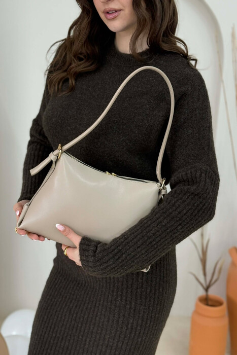 ONE COLOR ZIPPER WOMAN BAG BEIGE/BEZHE - 5